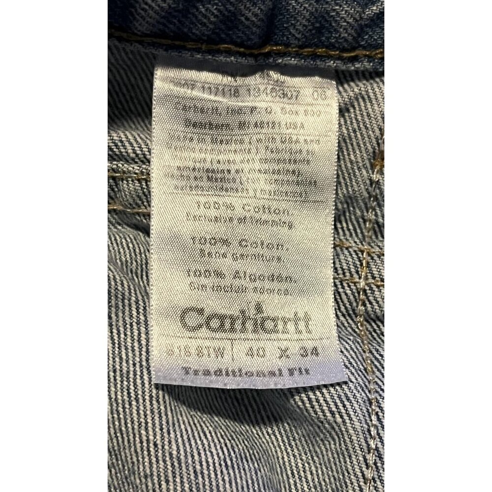 Carhartt Jeans Mens 40x34 Blue Traditional Fit Straight Stonewash Denim Pants - Picture 12 of 12